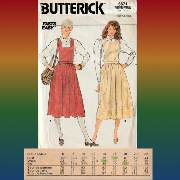 Handmade A-line Midi Pinafore Apron Pullover Jumper Butterick Pattern 6671 - Picture 13 of 13